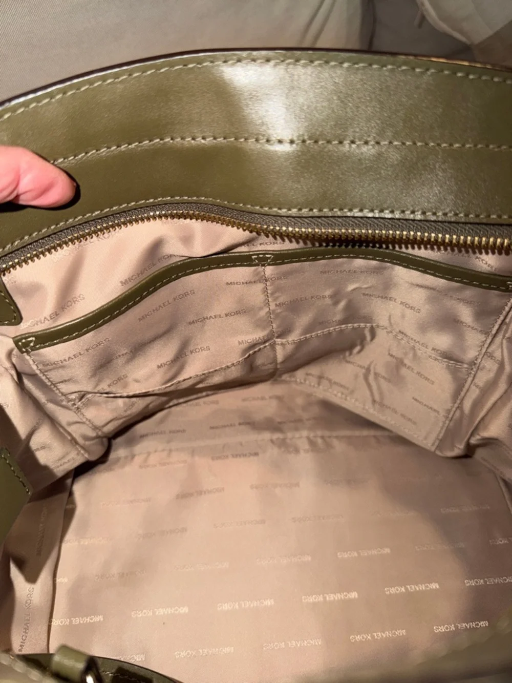 Michael Kors Hamilton Legacy Satchel - Brown Logo / Olive / Orange Colorblock